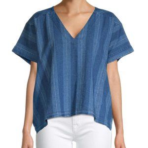 JOIE Theola Stripe Linen & Cotton Chambray Top